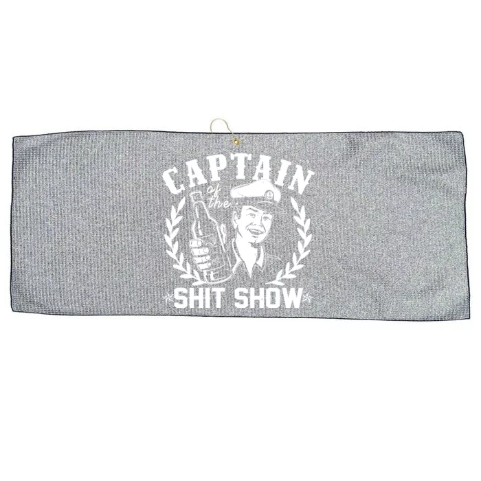 Funny Vintage Captain Of The Shit Show Large Microfiber Waffle Golf Towel