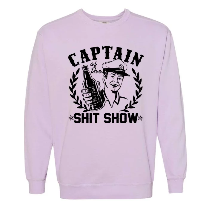 Funny Vintage Captain Of The Shit Show Garment-Dyed Sweatshirt