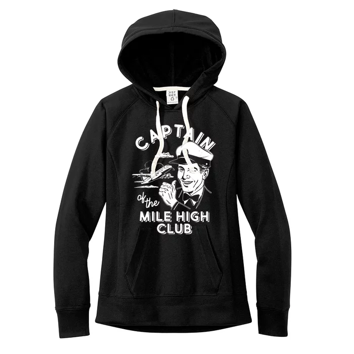 Funny Vintage Captain Of The Mile High Club Women's Fleece Hoodie