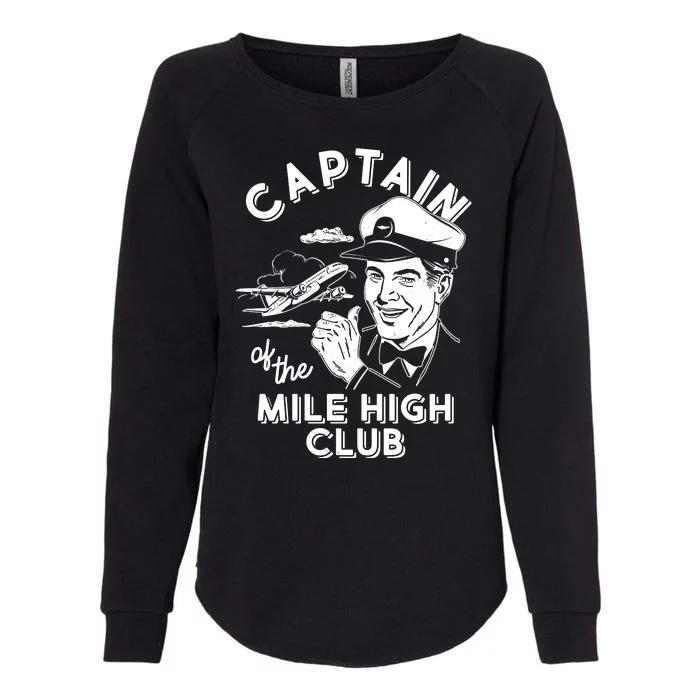 Funny Vintage Captain Of The Mile High Club Womens California Wash Sweatshirt