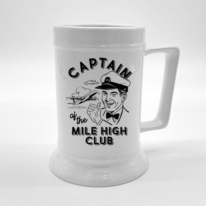 Funny Vintage Captain Of The Mile High Club Front & Back Beer Stein