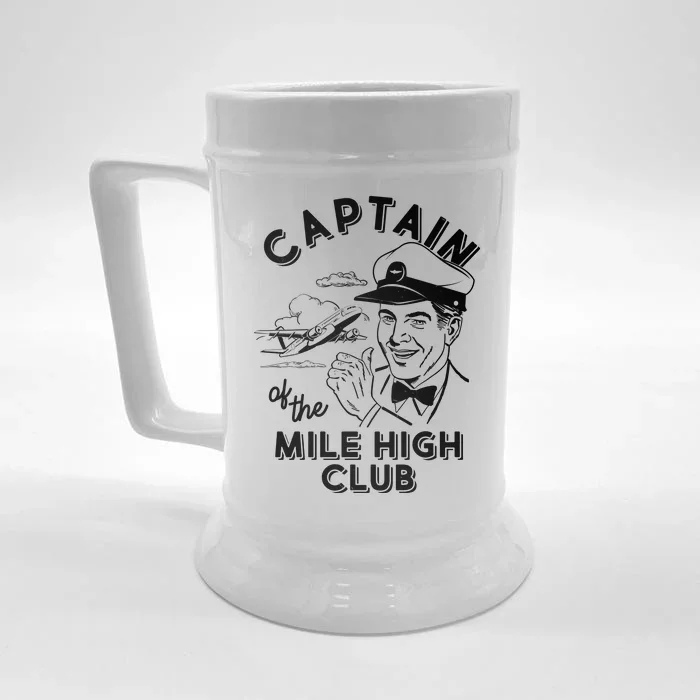 Funny Vintage Captain Of The Mile High Club Front & Back Beer Stein