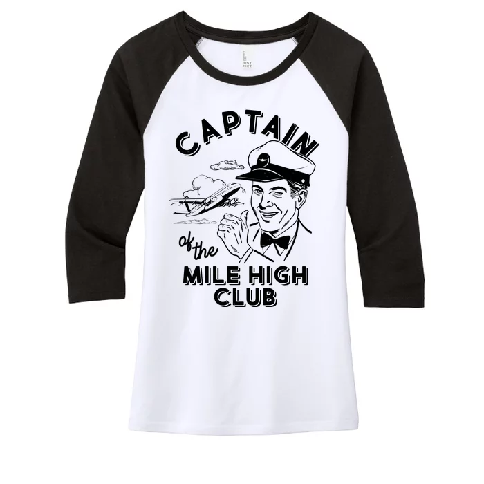 Funny Vintage Captain Of The Mile High Club Women's Tri-Blend 3/4-Sleeve Raglan Shirt