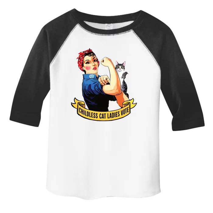 Funny Vintage Childless Cat Ladies Vote Rosie The Riveter Toddler Fine Jersey T-Shirt