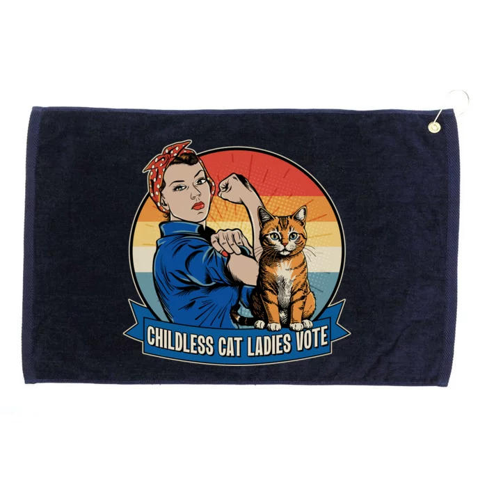 Funny Vintage Childless Cat Ladies Vote Kamala Harris 2024 Election Grommeted Golf Towel