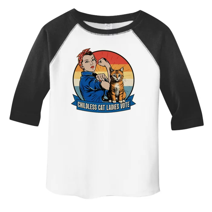 Funny Vintage Childless Cat Ladies Vote Kamala Harris 2024 Election Toddler Fine Jersey T-Shirt