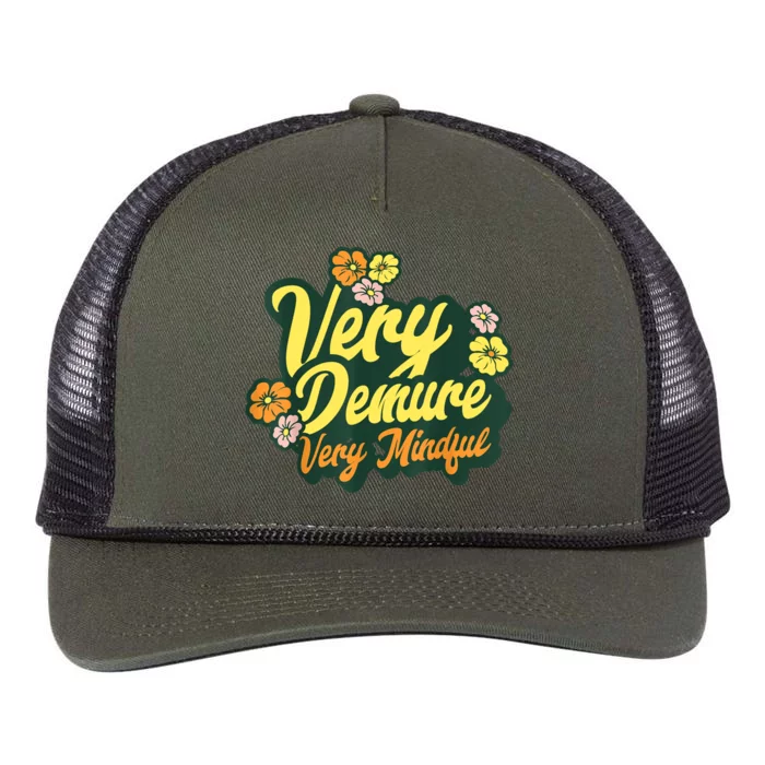 Funny Very Demure Very Mindful Trend Demure & Mindful Ladies Retro Rope Trucker Hat Cap