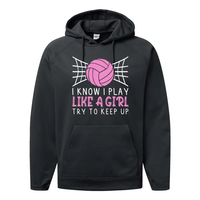 Funny Volleyball Design For Women Volleyball Player Performance Fleece Hoodie