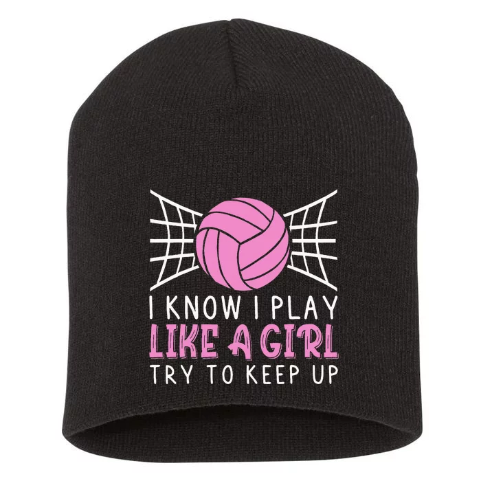 Funny Volleyball Design For Women Volleyball Player Short Acrylic Beanie