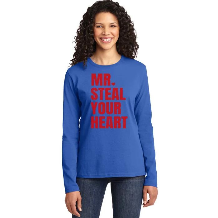 Funny Valentines Day Mr Steal Your Heart Gift Ladies Long Sleeve Shirt