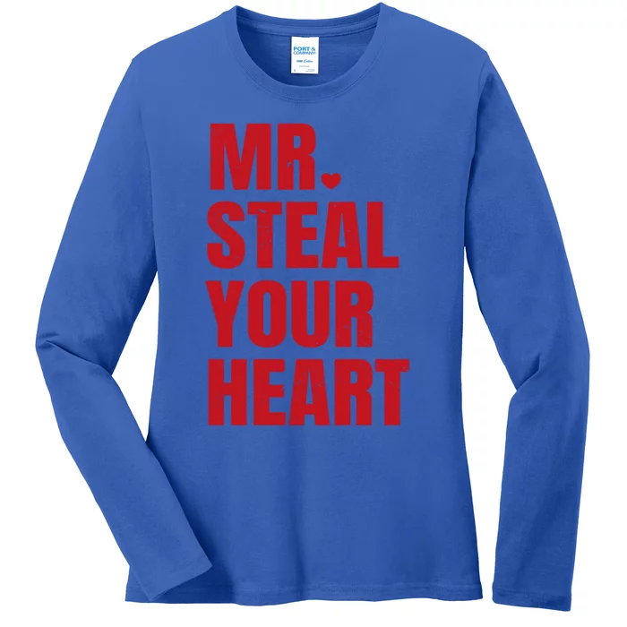 Funny Valentines Day Mr Steal Your Heart Gift Ladies Long Sleeve Shirt