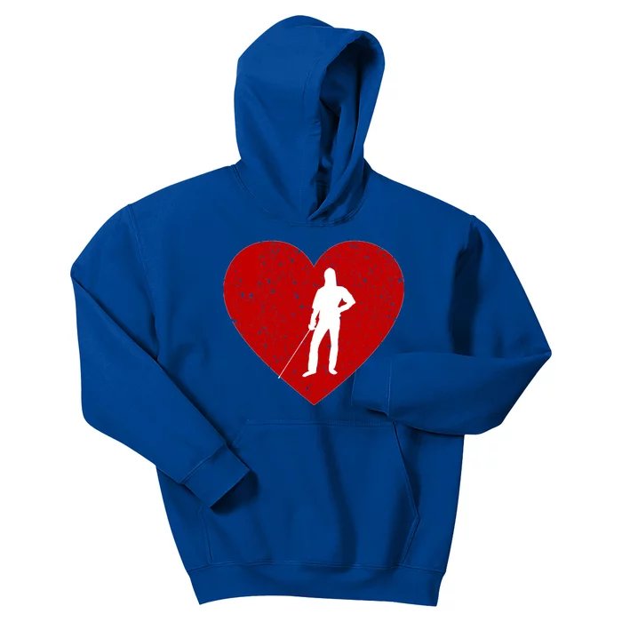 Fencing Valentine Day Gift For Fencing Lover Heart Cute Gift Kids Hoodie