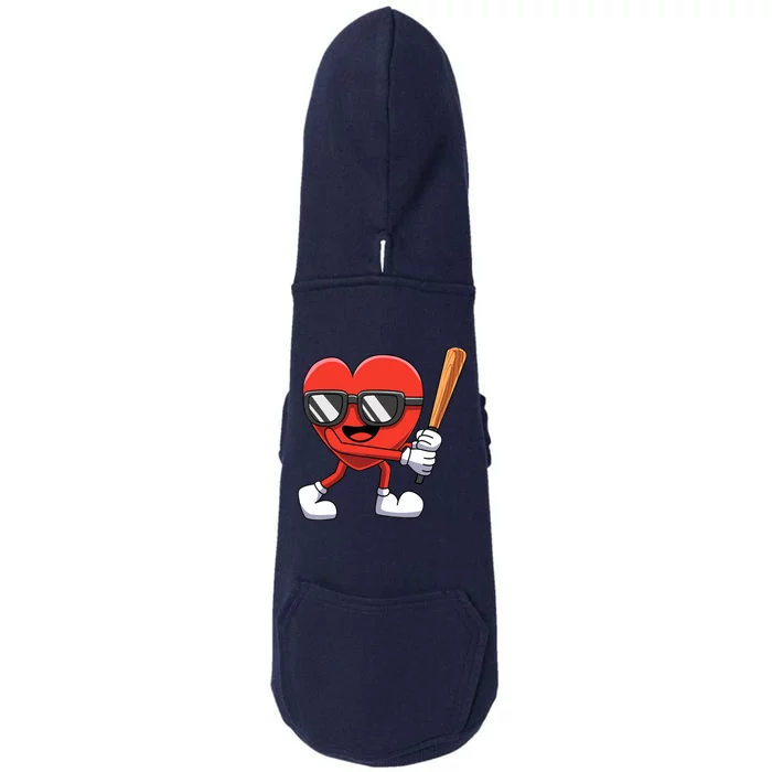 Funny Valentines Day Heart Playing Baseball Boy Girl Doggie 3-End Fleece Hoodie