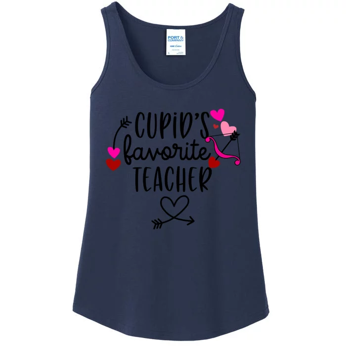 Funny Valentines Day Cupids Favorite Teacher Pink Colored Gift Ladies Essential Tank