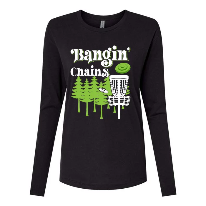 Funny Vintage Disc Golf Bangin' Chains Womens Cotton Relaxed Long Sleeve T-Shirt