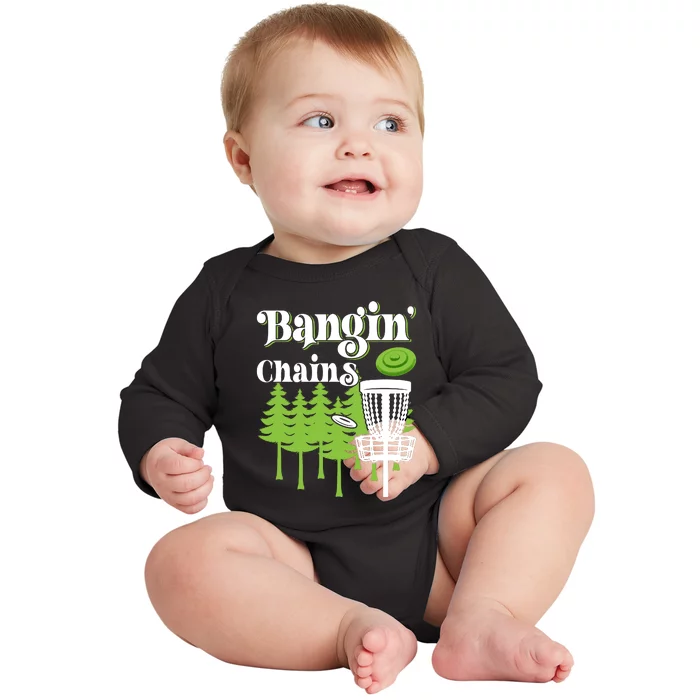 Funny Vintage Disc Golf Bangin' Chains Baby Long Sleeve Bodysuit