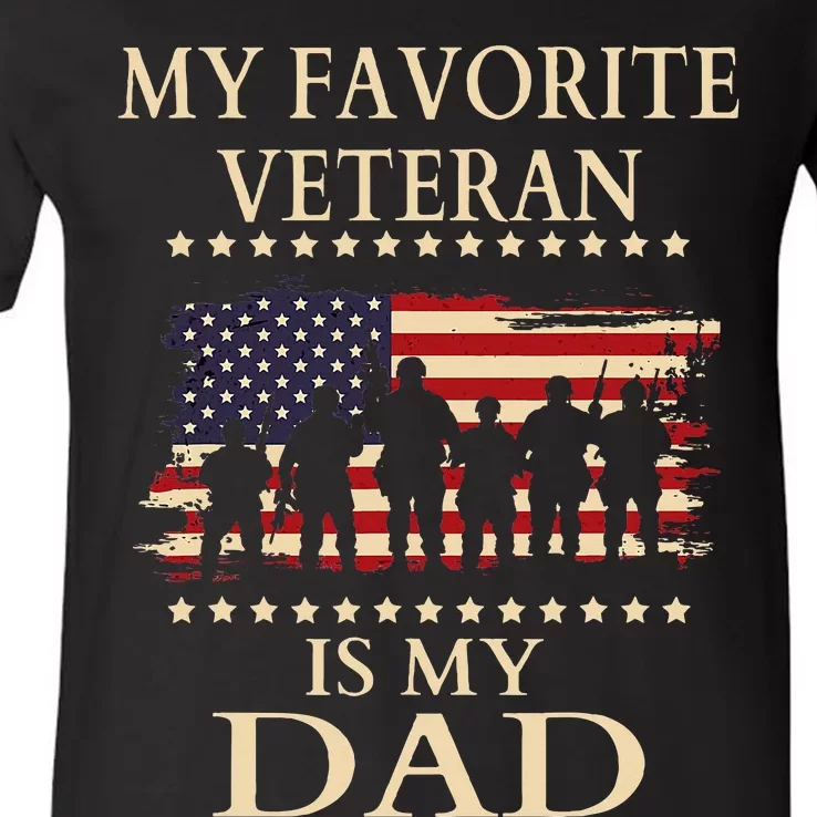 Father Veterans Day My Favorite Veteran Is My Dad Proud Kids V-Neck T-Shirt