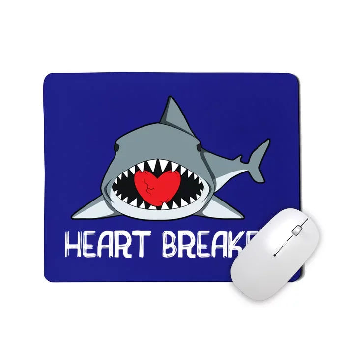 Funny Valentines Day Shark Heart Breaker Cool Gift Mousepad