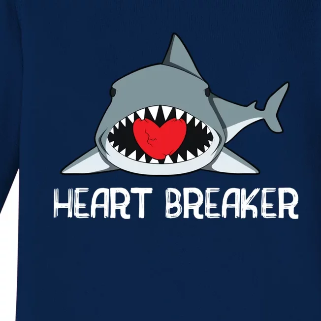 Funny Valentines Day Shark Heart Breaker Cool Gift Baby Long Sleeve Bodysuit