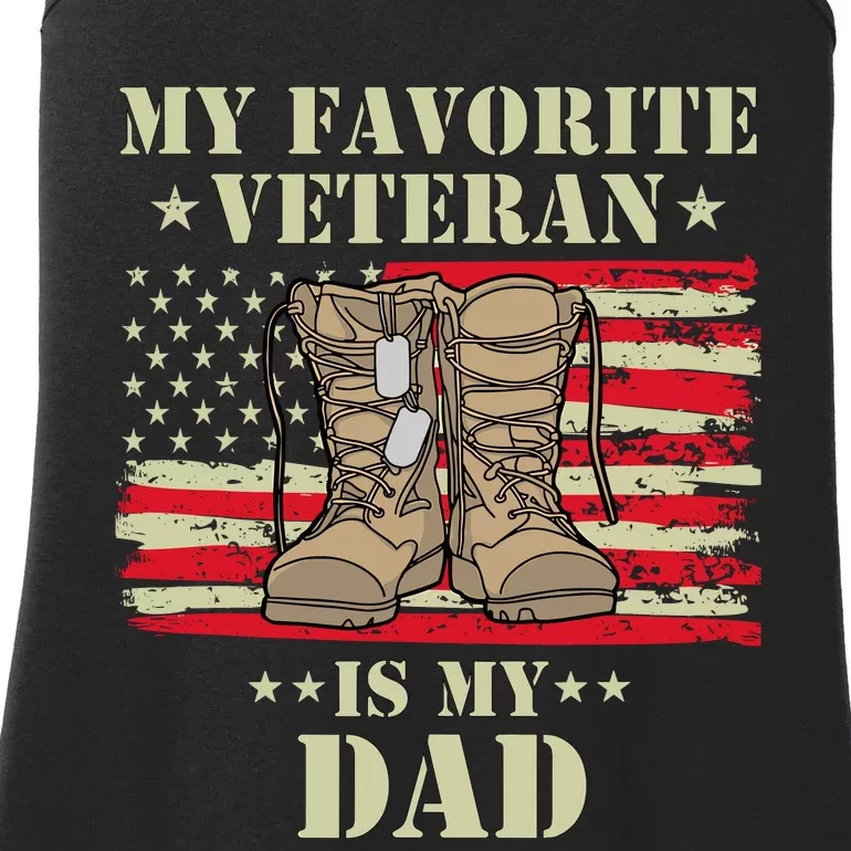 Father Veterans Day My Favorite Veteran Is My Dad Proud Kids Ladies Essential Tank