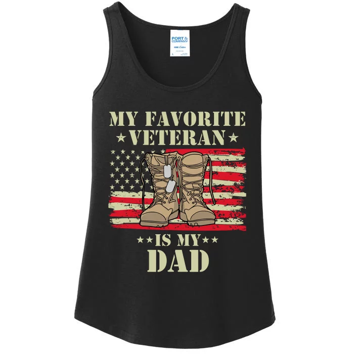 Father Veterans Day My Favorite Veteran Is My Dad Proud Kids Ladies Essential Tank