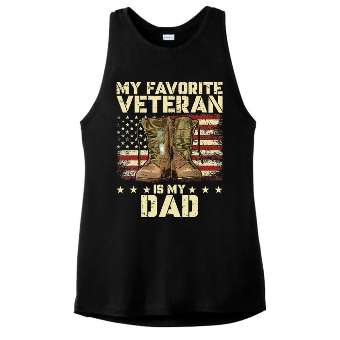 Father Veterans Day My Favorite Veteran Is My Dad For Kids Ladies Tri-Blend Wicking Tank