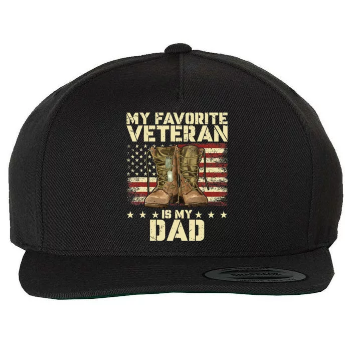 Father Veterans Day My Favorite Veteran Is My Dad For Kids Wool Snapback Cap