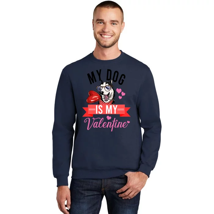 Funny Valentine's Day My Dog Is My Valentine For Dog Lovers Gift Tall Sweatshirt