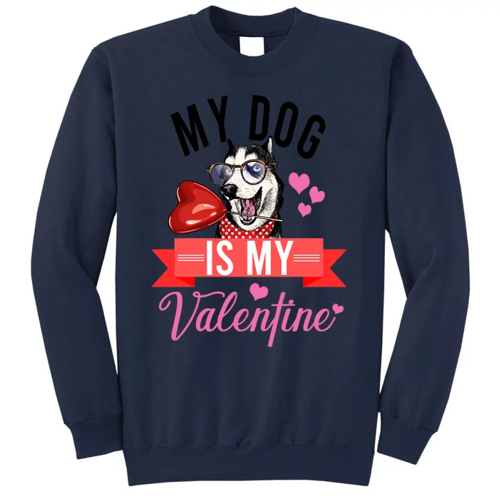 Funny Valentine's Day My Dog Is My Valentine For Dog Lovers Gift Tall Sweatshirt