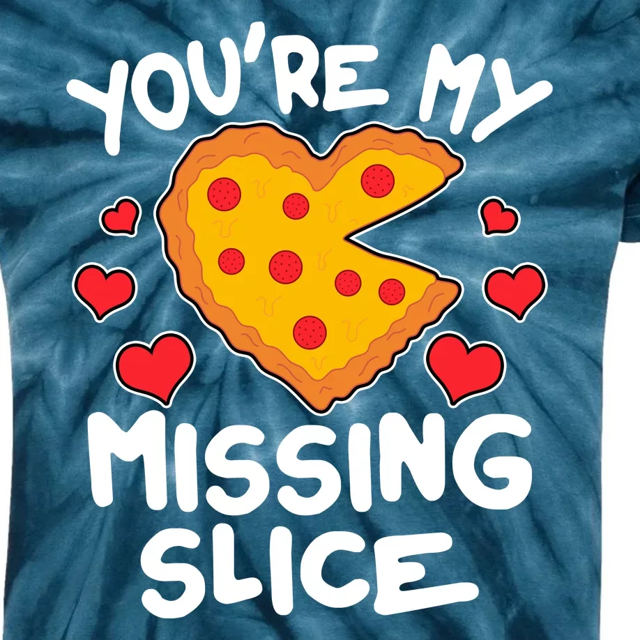 Funny Valentine's Day You're My Missing Slice Heart Pizza Kids Tie-Dye T-Shirt