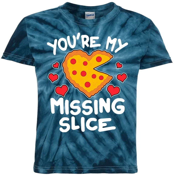 Funny Valentine's Day You're My Missing Slice Heart Pizza Kids Tie-Dye T-Shirt