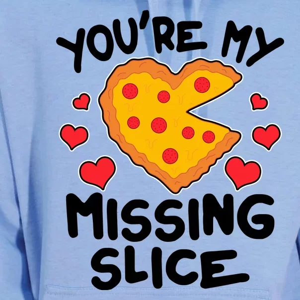 Funny Valentine's Day You're My Missing Slice Heart Pizza Unisex Surf Hoodie