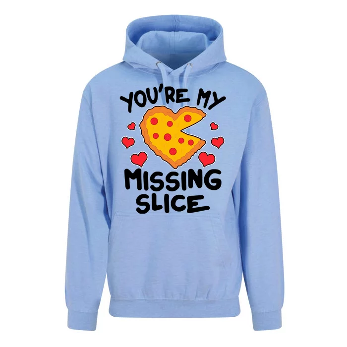 Funny Valentine's Day You're My Missing Slice Heart Pizza Unisex Surf Hoodie