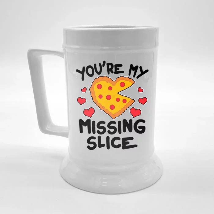 Funny Valentine's Day You're My Missing Slice Heart Pizza Front & Back Beer Stein