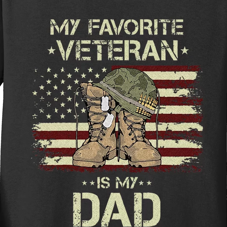 Father Veterans Day My Favorite Veteran Is My Dad For Kids Long Sleeve Shirt