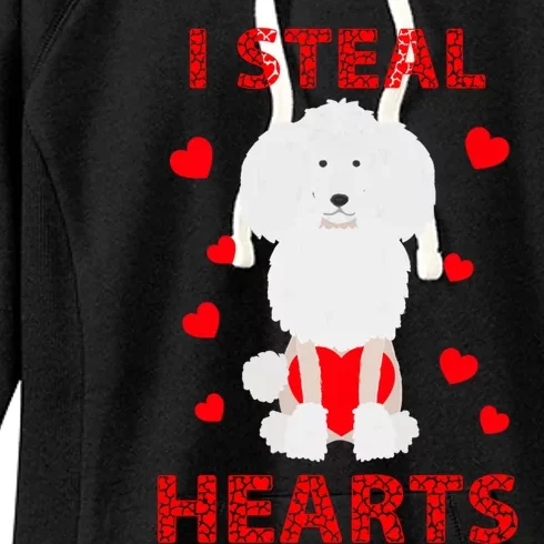 Funny Valentines Day Poodle Dog Lover I Steal Hearts Gift Women's Fleece Hoodie