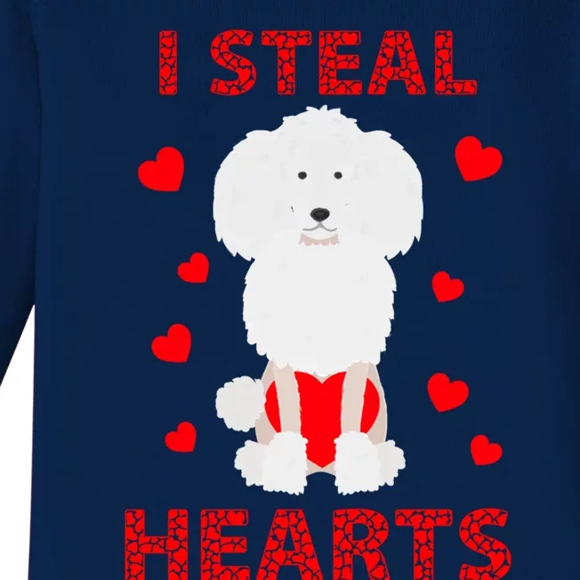 Funny Valentines Day Poodle Dog Lover I Steal Hearts Gift Baby Long Sleeve Bodysuit