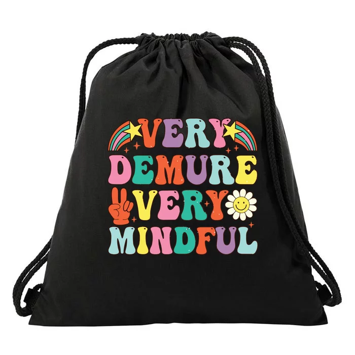 Funny Very Demure Very Mindful Trend Demure Mindful Retro Drawstring Bag