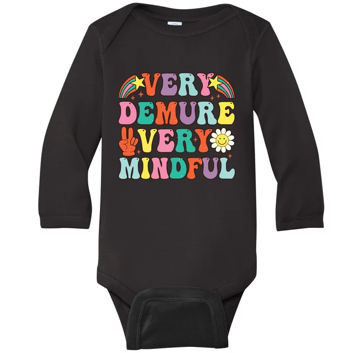 Funny Very Demure Very Mindful Trend Demure Mindful Retro Baby Long Sleeve Bodysuit