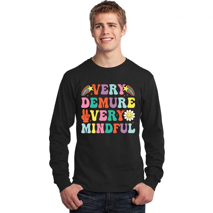 Funny Very Demure Very Mindful Trend Demure Mindful Retro Tall Long Sleeve T-Shirt