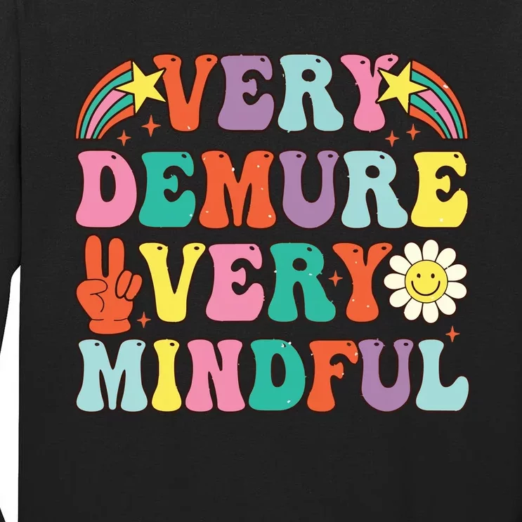 Funny Very Demure Very Mindful Trend Demure Mindful Retro Tall Long Sleeve T-Shirt