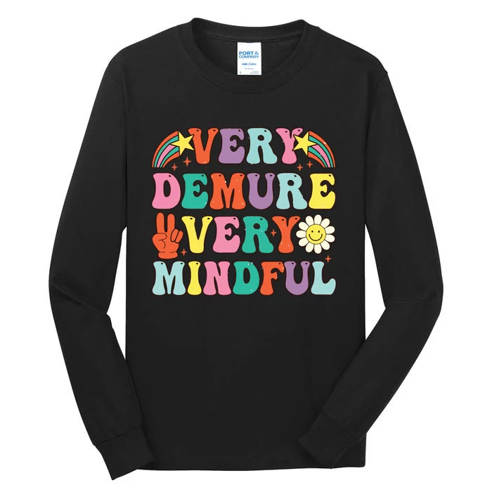 Funny Very Demure Very Mindful Trend Demure Mindful Retro Tall Long Sleeve T-Shirt