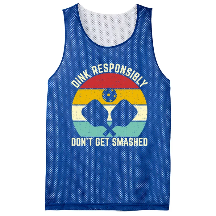 Funny Vintage Dink Responsibly Don't Get Smashed Pickleball Gift Mesh Reversible Basketball Jersey Tank