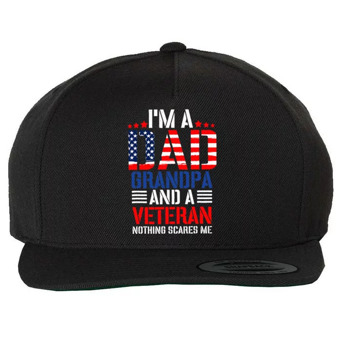 Funny Veteran Dad 4th Of July Independence Day Usd Flag Wool Snapback Cap