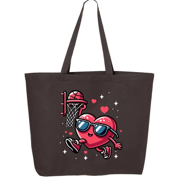 Funny Valentines Day Heart Playing Basketball 25L Jumbo Tote