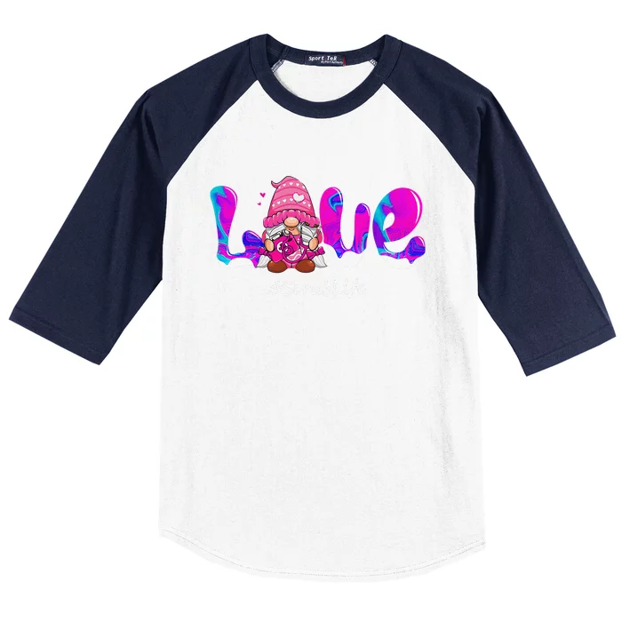 Funny Valentines Day Gnome Love Scrub Life Nurse Stethoscope Baseball Sleeve Shirt