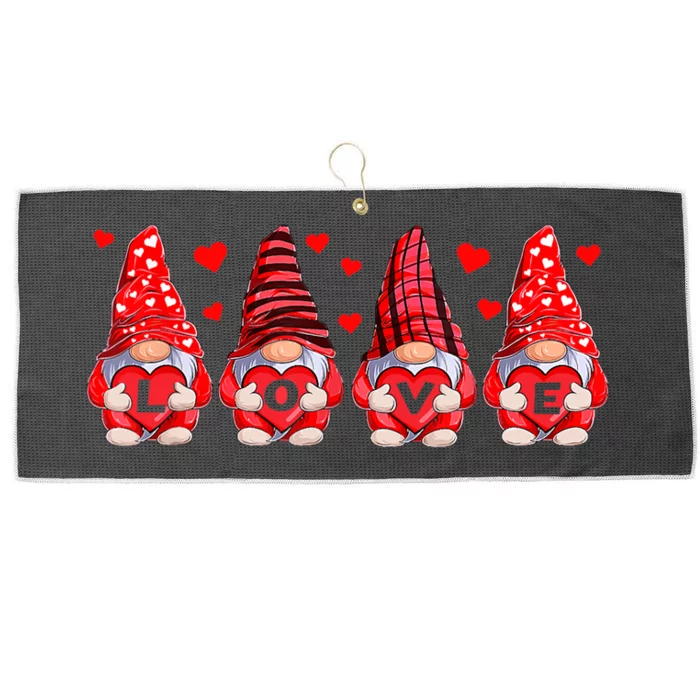 Funny Valentines Day Gnome Large Microfiber Waffle Golf Towel