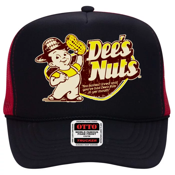 Funny Vintage Dee's Nuts Logo High Crown Mesh Trucker Hat