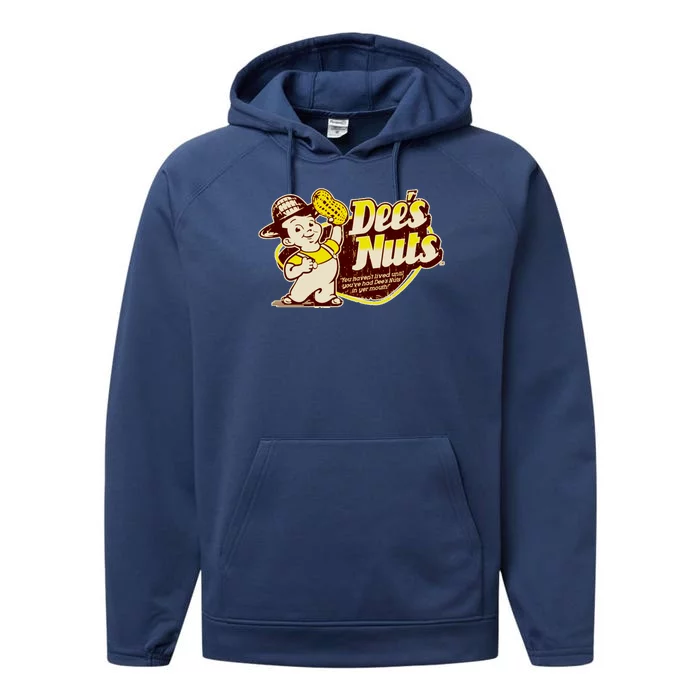 Funny Vintage Dee's Nuts Logo Performance Fleece Hoodie