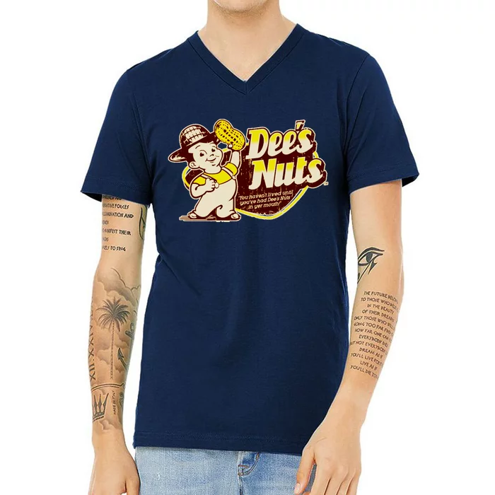 Funny Vintage Dee's Nuts Logo V-Neck T-Shirt